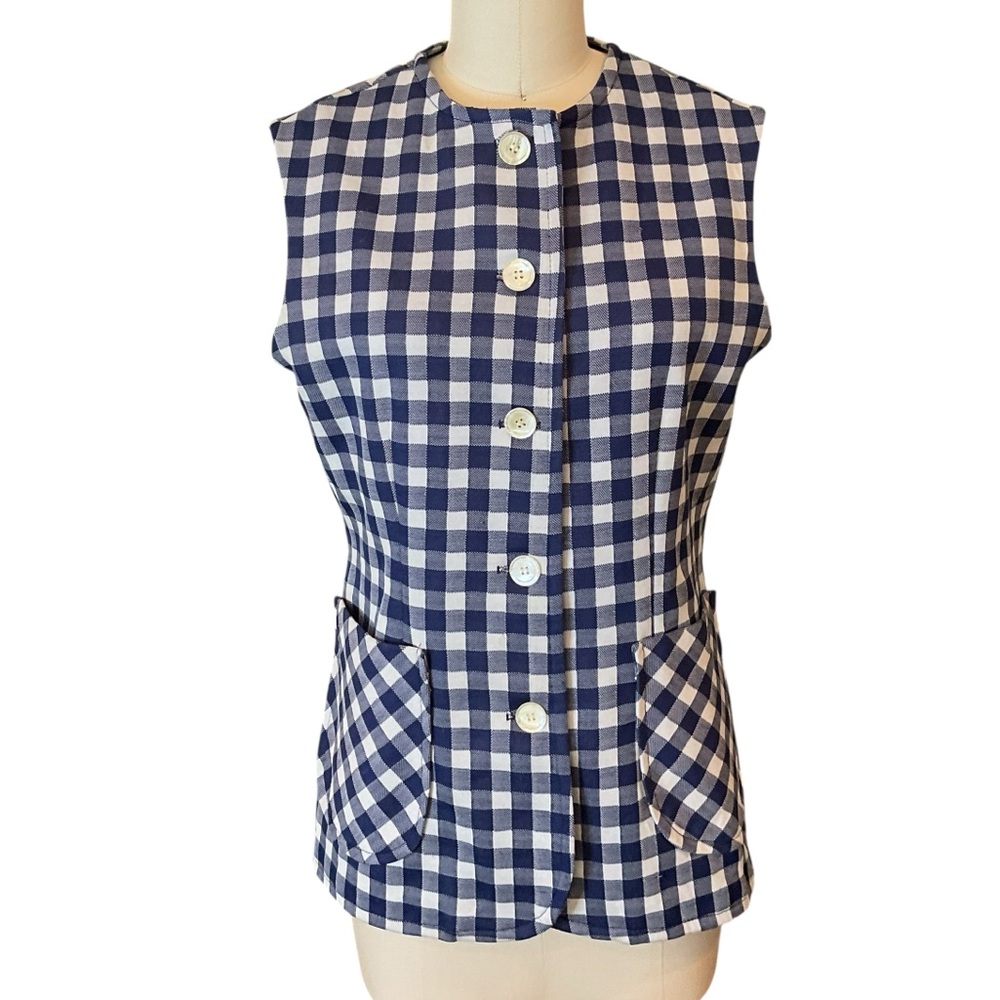 Vintage Jack Winter Gingham Seersucker Vest EUC